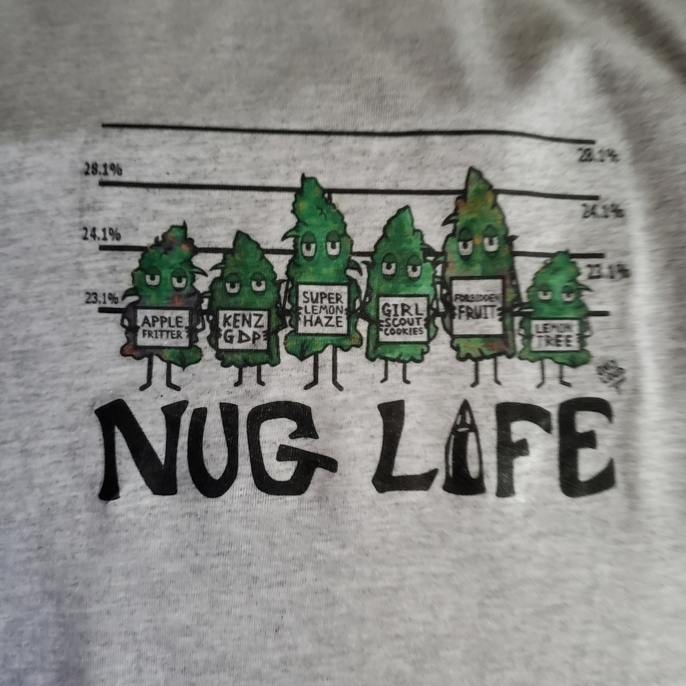 Nug life. Light grey cotton tshirt. Medium.